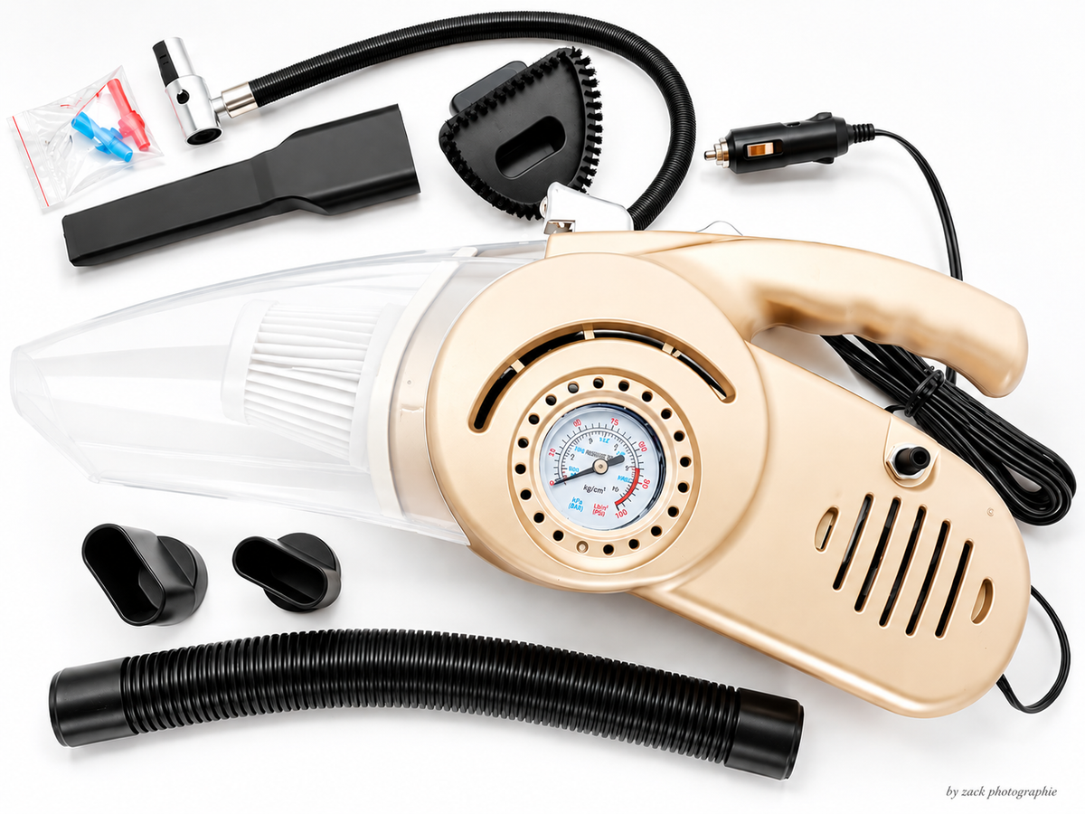 Aspirateur & Compresseur de Pneus 4 en 1 – 120W